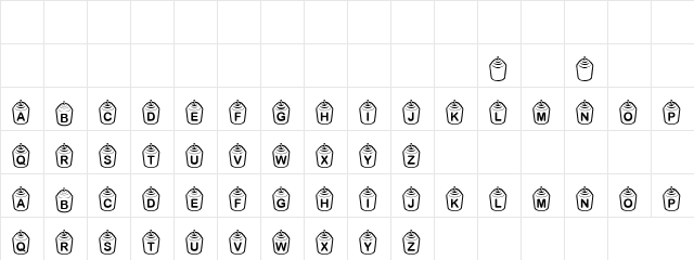 Tag Bag Regular  glyph index