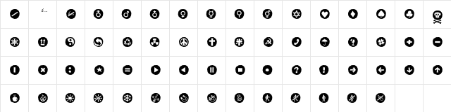 AleSignsBlackLL Regular  glyph index