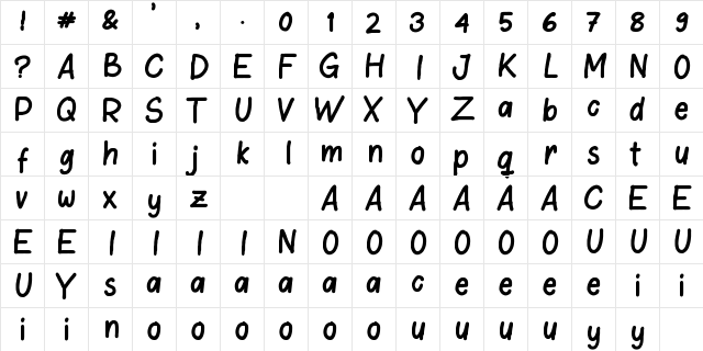 Childhood Memories Regular  glyph index