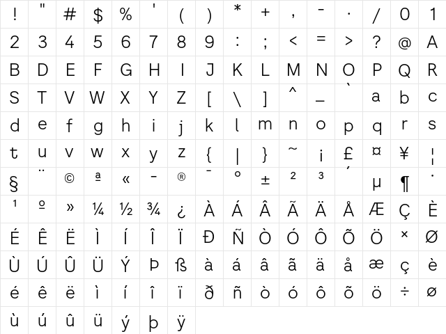 Literal Light  glyph index