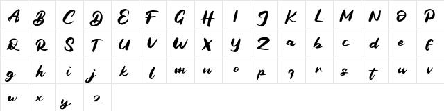 Bagide FREE Regular  glyph index