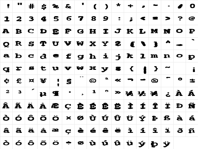 FZ BASIC 54 MANGLED EX Normal  glyph index