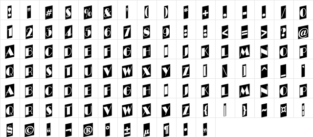 a_BentTitulCmUpNr Regular  glyph index