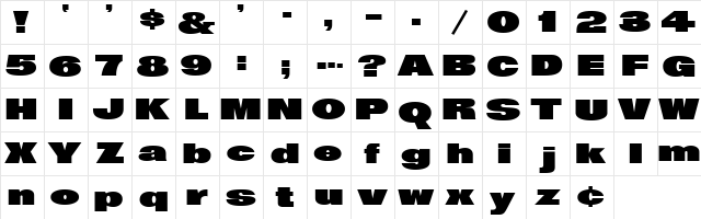 4 BigRed DNA Regular  glyph index