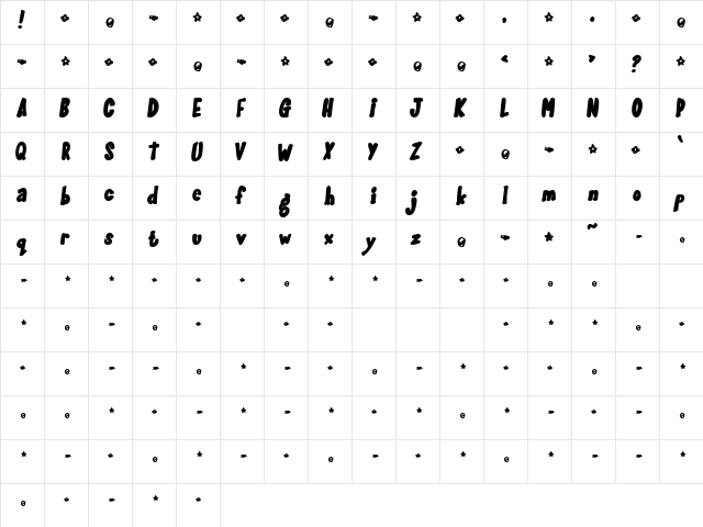GlooGun Regular  glyph index