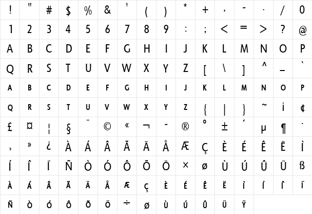 OctoneBETA Regular  glyph index