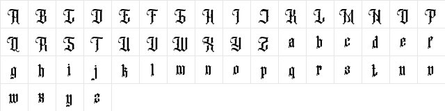 Black Klisse Free Font Regular  glyph index