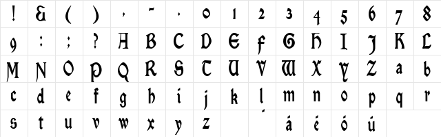 EnchantmentCondensed Regular  glyph index