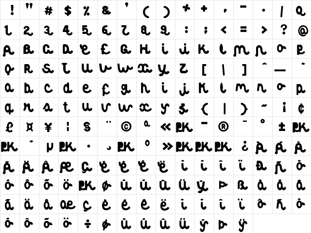 Albertine Bold  glyph index