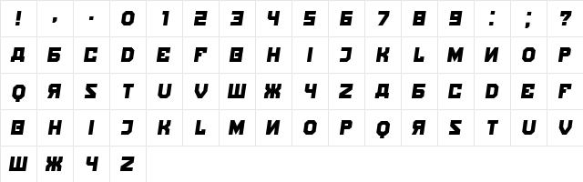 Kalinka Italic  glyph index