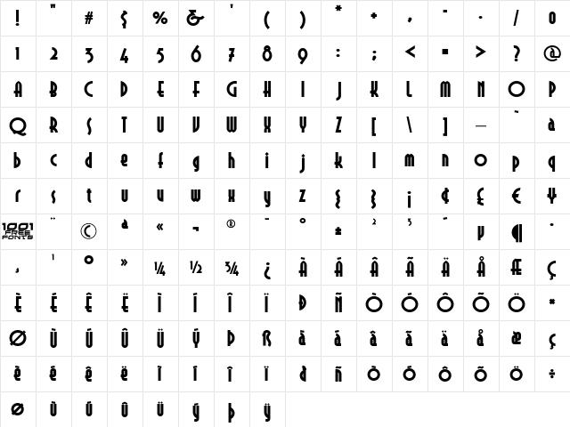 Selznick Remix NF Regular  glyph index