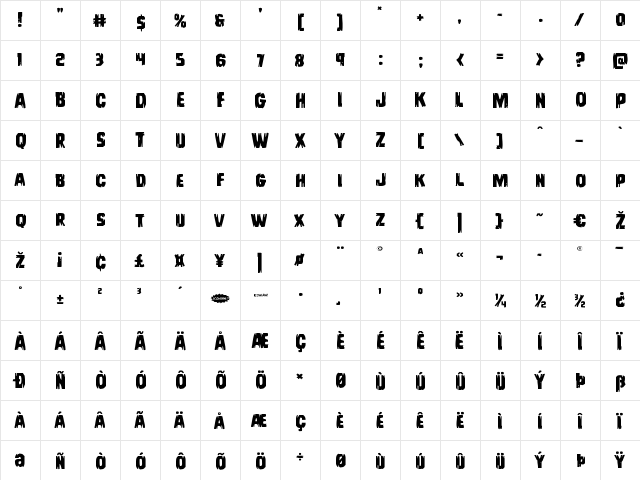 Leatherface Expanded Expanded  glyph index