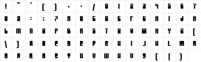 Groove Machine Upright Bold  glyph index
