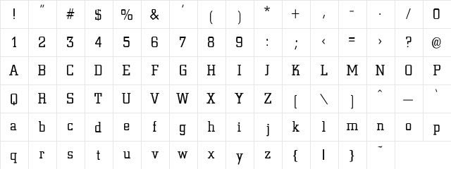Burg-Light Regular  glyph index