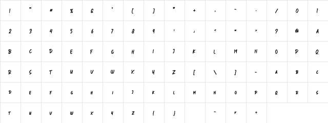 FresHot_DEMO Regular  glyph index