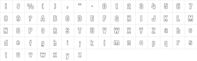 Dot Trail Regular  glyph index