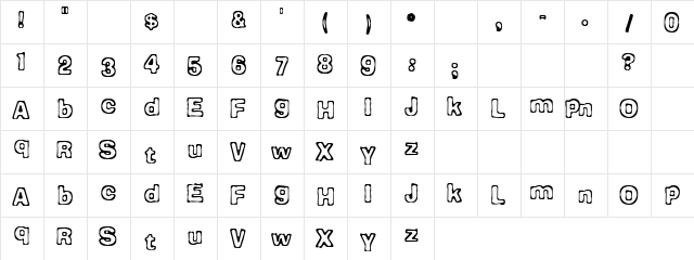 Stiff Dane Regular  glyph index