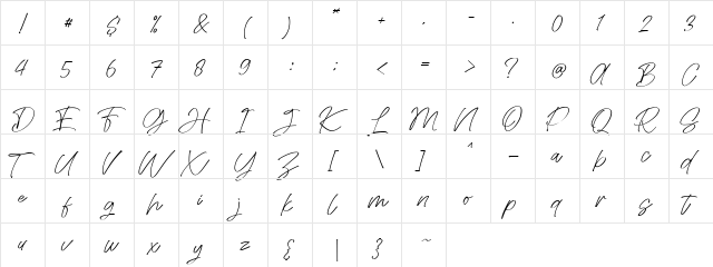 Seasony Regular  glyph index