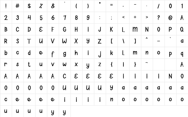 Write Work Regular  glyph index