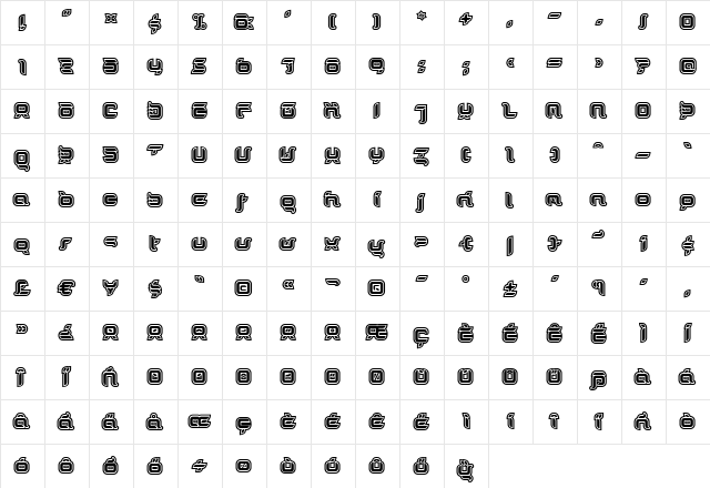 DorisOrangeOutline Medium  glyph index