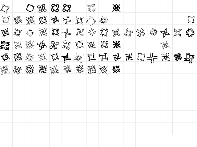 HypnopaediaTwo Roman  glyph index
