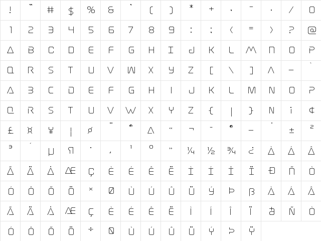 Elite Danger Expanded Expanded  glyph index