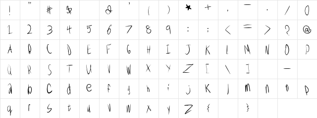 Frust Regular  glyph index
