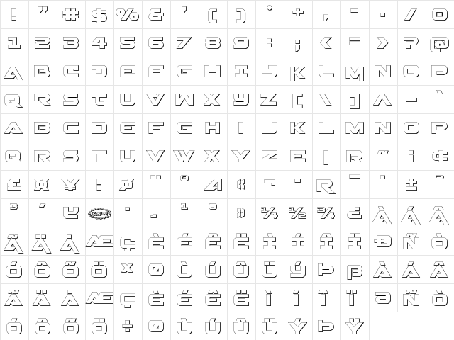 Gemina 3D Regular  glyph index