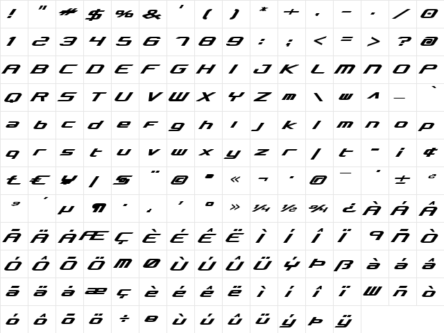 Concielian Bold Bold  glyph index