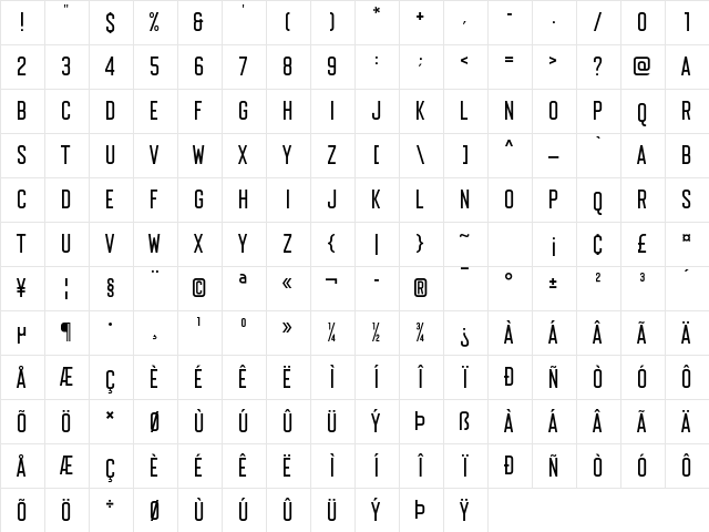 Voltage Regular  glyph index