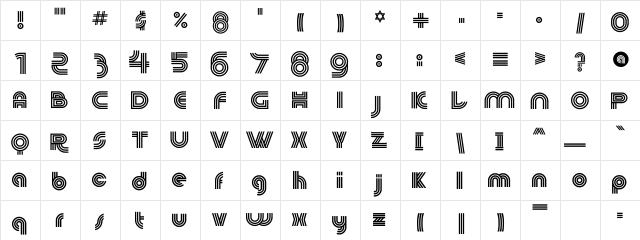 60s Pop Regular  glyph index