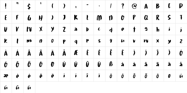 Daitengu DEMO Regular  glyph index