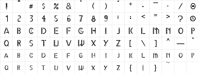 X yman Normal  glyph index