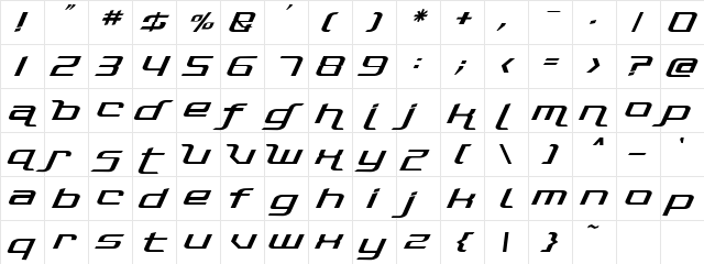 Photonica Regular  glyph index