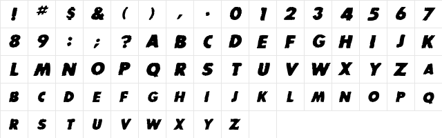 BadDogSCapsSSK BoldItalic  glyph index