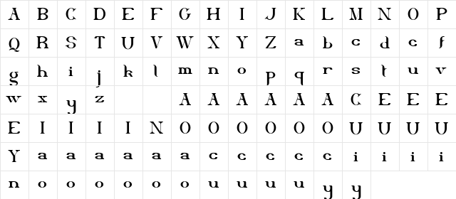 Delith Demo Regular  glyph index