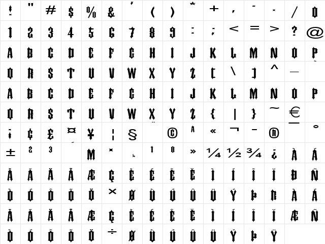IronworkExtended Normal  glyph index