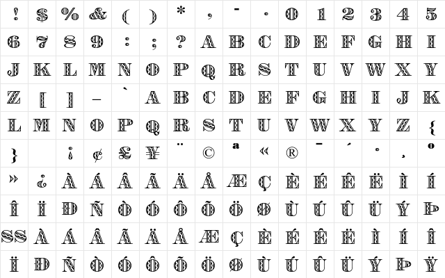 Falstaff Festival MT Std Regular  glyph index