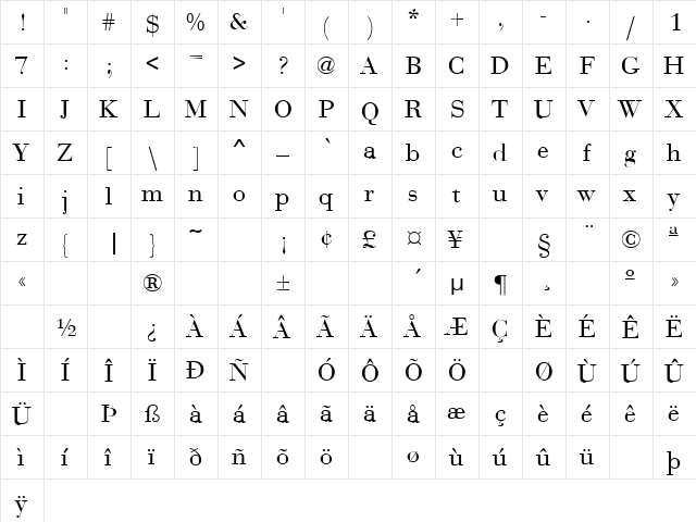 Any Color 13 Regular  glyph index