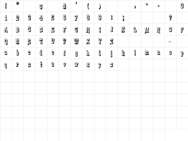 GE Plaster Drip Regular  glyph index