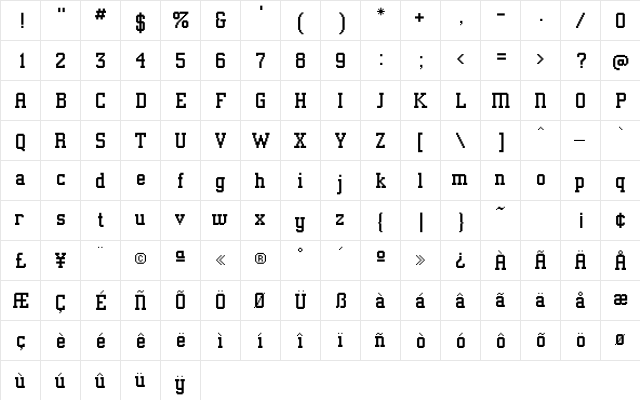 Athens Classic Medium  glyph index