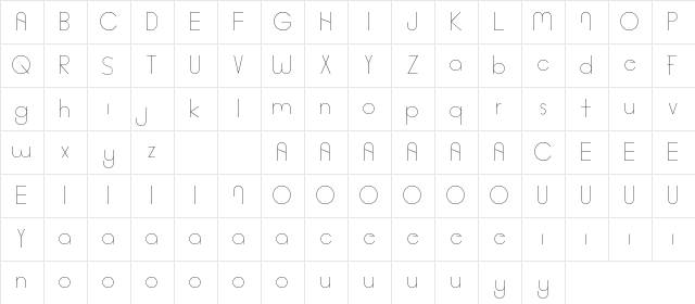Peace Boy Demo Sans Serif Regular  glyph index