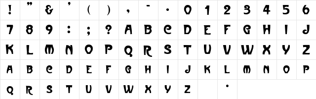 JovaSCapsSSK Bold  glyph index