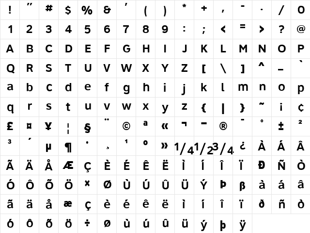 Roadgeek 2005 Series 6W Regular  glyph index