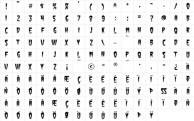 Green Fuz Regular  glyph index