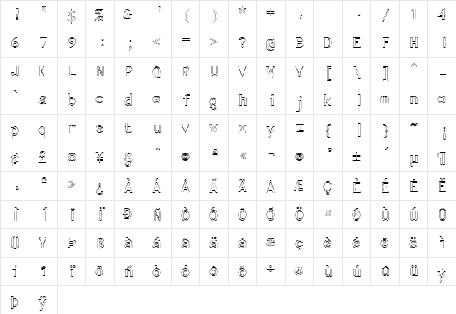 FZ BASIC 23 HOLLOW Normal  glyph index