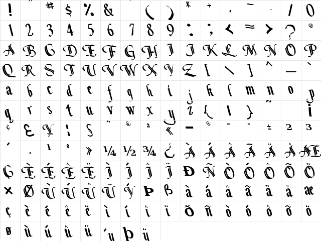Bottom Regular  glyph index