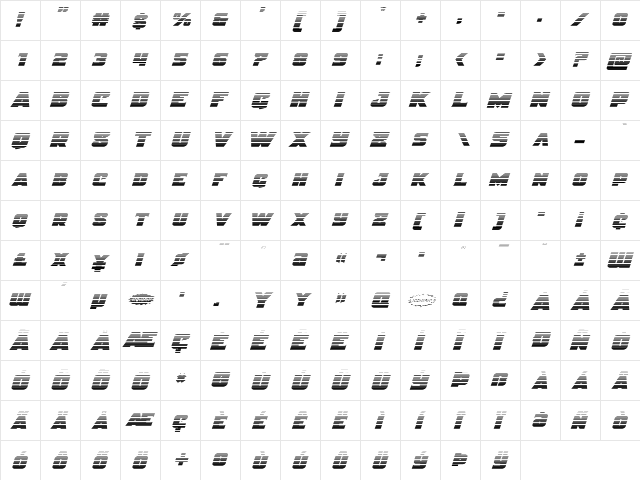 Justice Gradient Regular  glyph index
