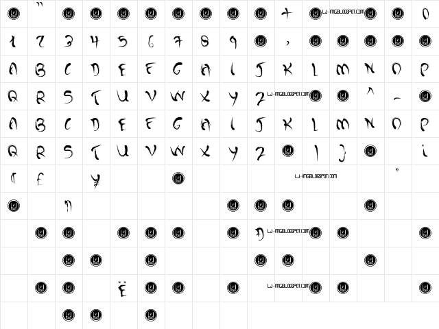 Dark past Regular  glyph index