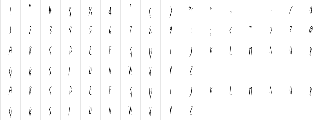 Fumes Regular  glyph index
